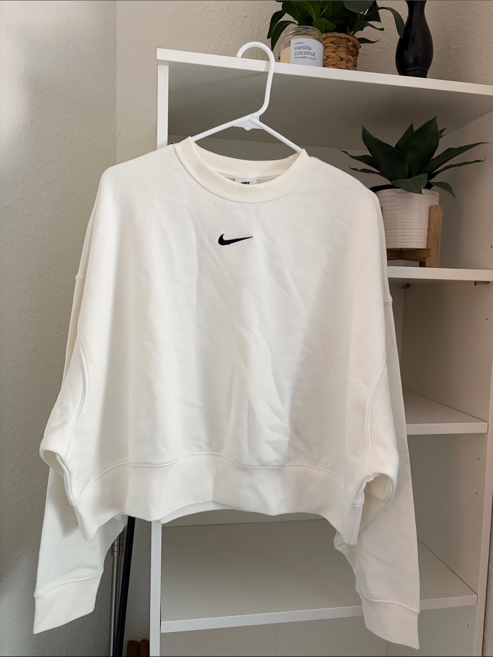 NWT NIKE White Cropped Swoosh Sweatshirt